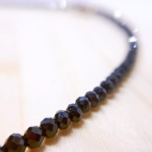 Shop Spinel Necklaces! Dainty Black Spinel Choker, Black Beaded Choker, Collier Spinelle Noir, Layering Necklace, Spinell Halskette, Minimalist Gemstone Jewelry | Natural genuine Spinel necklaces. Buy crystal jewelry, handmade handcrafted artisan jewelry for women.  Unique handmade gift ideas. #jewelry #beadednecklaces #beadedjewelry #gift #shopping #handmadejewelry #fashion #style #product #necklaces #affiliate #ad