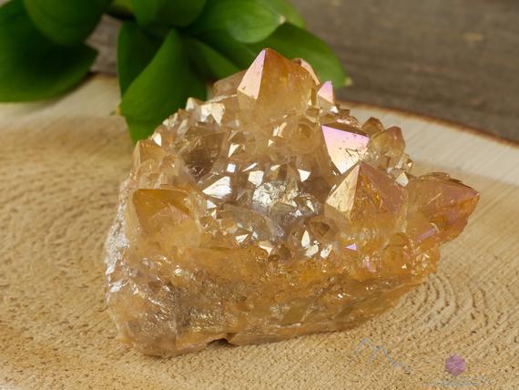 Tangerine Aura Quartz - Rainbow Aura, Quartz Crystal Cluster, Spirit Quartz, Crystal Decor, Metaphysical, R0504