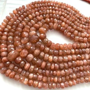 Shop Sunstone Faceted Beads! 1/2 strand of sunstone faceted roundels | Natural genuine faceted Sunstone beads for beading and jewelry making.  #jewelry #beads #beadedjewelry #diyjewelry #jewelrymaking #beadstore #beading #affiliate #ad