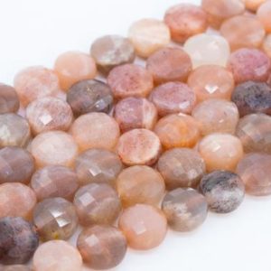 Shop Sunstone Beads! Genuine Natural Orange Brown Moonstone Loose Beads Grade AA Faceted Flat Round Button Shape 8mm | Natural genuine beads Sunstone beads for beading and jewelry making.  #jewelry #beads #beadedjewelry #diyjewelry #jewelrymaking #beadstore #beading #affiliate #ad