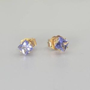 Shop Tanzanite Earrings! Tanzanite stud earrings, Dainty Natural Tanzanite Studs in 14k Solid Gold, Princess cut earrings, Ready to ship gift, December Birthstone, | Natural genuine Tanzanite earrings. Buy crystal jewelry, handmade handcrafted artisan jewelry for women.  Unique handmade gift ideas. #jewelry #beadedearrings #beadedjewelry #gift #shopping #handmadejewelry #fashion #style #product #earrings #affiliate #ad
