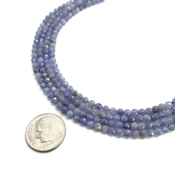 Natural Tanzanite Faceted Round Beads Approx 2mm 3mm 4mm 15.5" Strand