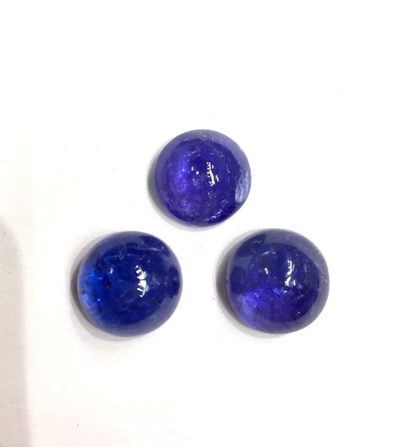 Natural Tanzanite Cabochon Tanzanite Round Gemstone Genuine Tanzanite Smooth Round Cabochon Jewelry Making Cabochon Superb Quality 1 Piece