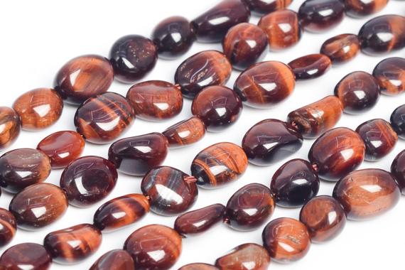 Genuine Natural Mahogany Red Tiger Eye Loose Beads Grade Aa Pebble Nugget Shape 7-9mm
