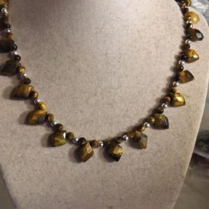 Shop Tiger Eye Necklaces! Brown Necklace – Tigers Eye Gemstone Jewellery – Sterling Silver Jewelry – Beaded – Fringe | Natural genuine Tiger Eye necklaces. Buy crystal jewelry, handmade handcrafted artisan jewelry for women.  Unique handmade gift ideas. #jewelry #beadednecklaces #beadedjewelry #gift #shopping #handmadejewelry #fashion #style #product #necklaces #affiliate #ad
