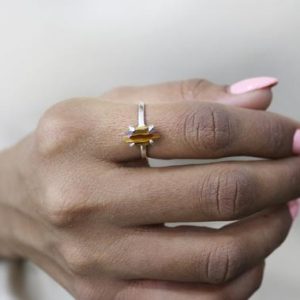 Shop Tiger Eye Rings! 925 Sterling Silver Tiger's Eye Ring · Marquise Gemstone Ring · Tiger's Eye Solitaire Ring · Dainty Classic Ring | Natural genuine Tiger Eye rings, simple unique handcrafted gemstone rings. #rings #jewelry #shopping #gift #handmade #fashion #style #affiliate #ad