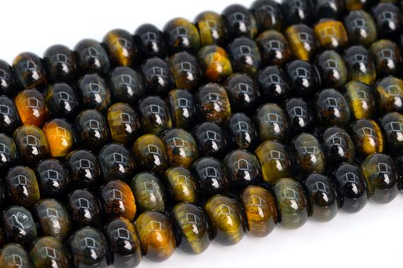 Genuine Natural Yellow Blue Tiger Eye Loose Beads Grade A Rondelle Shape 6x4mm 8x5mm