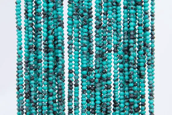 Blue Green Turquoise Loose Beads Rondelle Shape 2x2mm