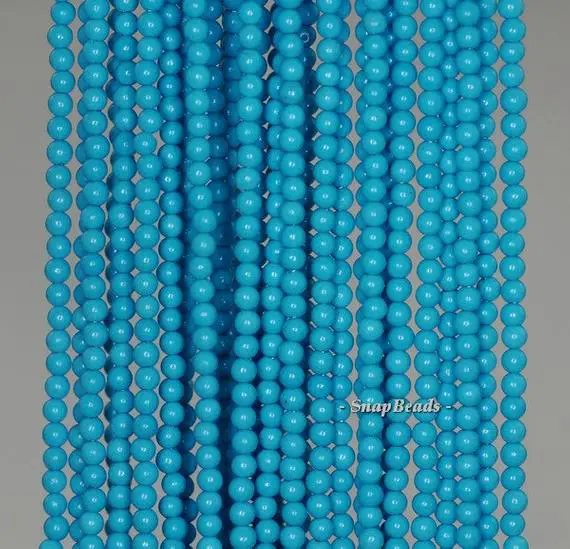 2mm Turquoise Gemstone Blue Round 2mm Loose Beads 15.5 Inch Full Strand (90189234-107-t3)