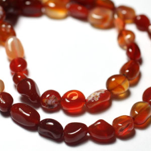 Shop Pearl Chip & Nugget Beads! Fil 39cm 50pc env – Perles de Pierre – Calcédoine Orange Rouge Olives Nuggets 6-10mm | Natural genuine chip Pearl beads for beading and jewelry making.  #jewelry #beads #beadedjewelry #diyjewelry #jewelrymaking #beadstore #beading #affiliate #ad