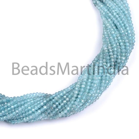 Blue Zircon Shaded Faceted Machine Cut Rondelle 2-3mm Beads, Blue Zircon Diamond Cut Rondelle Shape Beads, Blue Zircon Faceted Beads