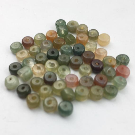 4mm Moss Agate Heishi Beads,  20 Pieces