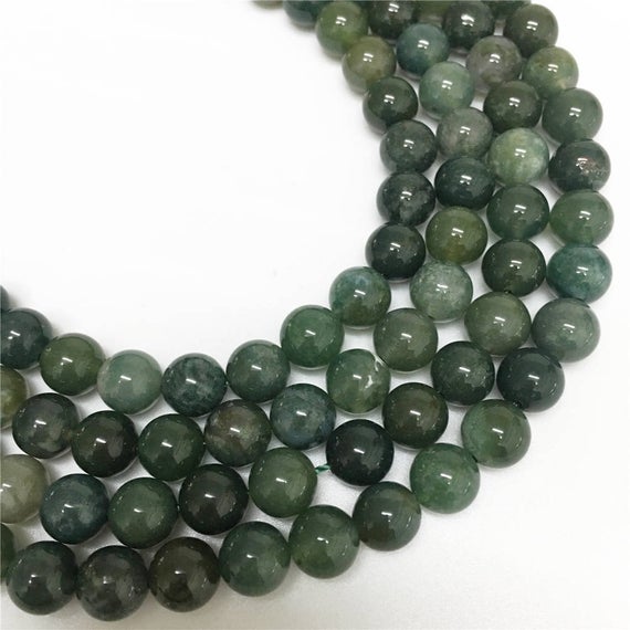 8mm Moss Agate Beads, Round Gemstone Beads, Wholesale Beads