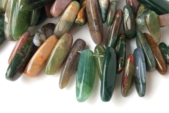 15.5" Indian Agate Tooth Chips 15~20mm, High Quality Multi Color Gemstone Long Chips, Diy Beads,indian Agate Long Chips