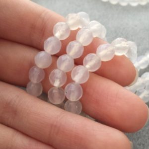 Shop Agate Faceted Beads! Milky Agate, Faceted Beads, 6mm Beads, 64pcs, Milky White, Agate Beads, 8mm Gemstone Beads, White Beads, Gemstone Beads, White Gemstones | Natural genuine faceted Agate beads for beading and jewelry making.  #jewelry #beads #beadedjewelry #diyjewelry #jewelrymaking #beadstore #beading #affiliate #ad