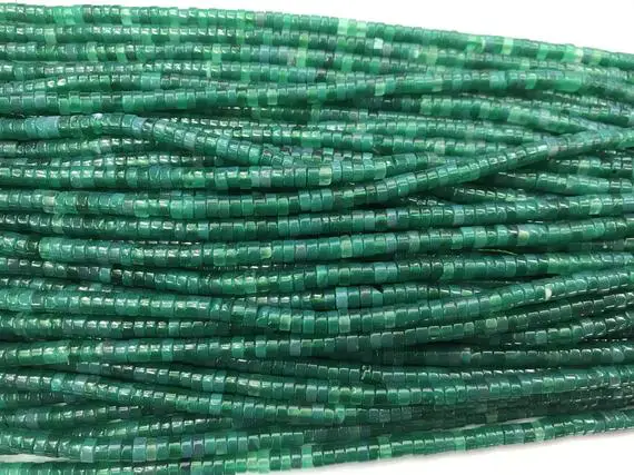 Natural Green Agate 2x4mm Heishi Genuine Gemstone Loose Beads 15 Inch Jewelry Supply Bracelet Necklace Material Support Wholesale