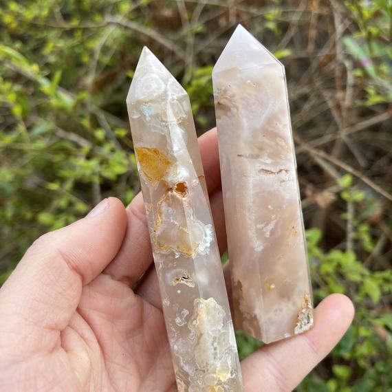 3.5~4.5 Inch Natural Cherry Blossom Agate Tower,obelisk Tower,crystal Point Tower,crystal Wand,healing Crystal,home Decor Tower,gift For Her