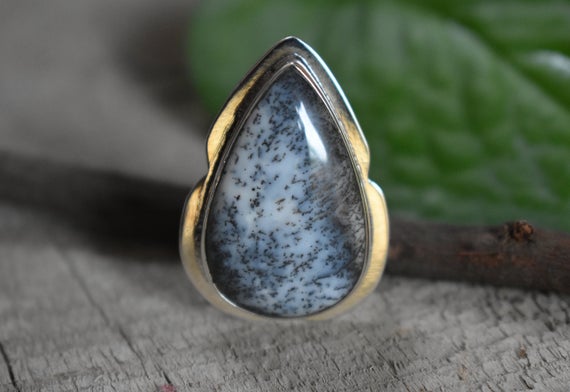 925 Silver Natural Dendritic Agate Ring-natural Dendrite Agate Ring,natural Dendrite Ring,handmade Ring-ring For Women-design Ring