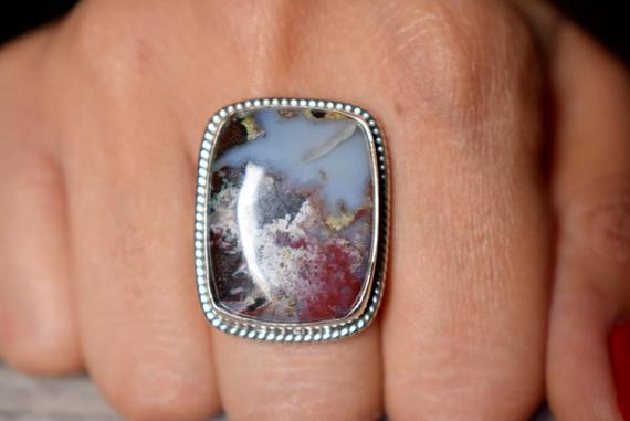 Crazy Lace Agate Ring , Lace Agate Ring , 925 Sterling Statement Silver, Agate Gemstone Silver Ring , Jewellery Gift #b186