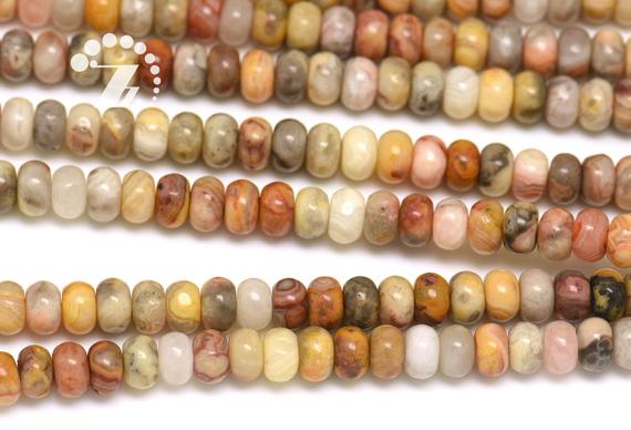 Multicolor Crazy Lace Agate Smooth Rondelle Spacer Beads,roundel Bead,abacus Beads,natural,4x6mm 5x8mm 6x10mm For Choice,15" Full Strand