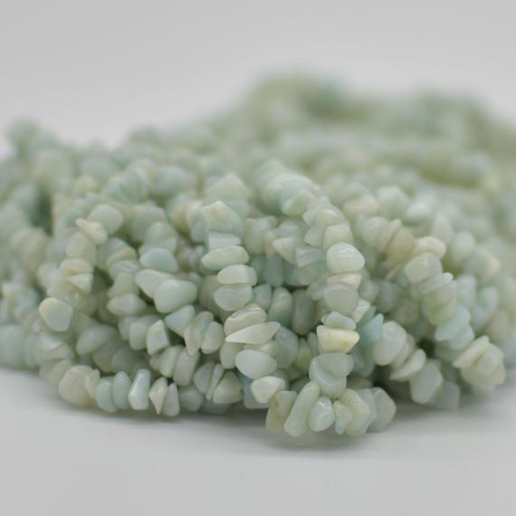 Natural Chinese Amazonite Semi-precious Gemstone Chips Nuggets Beads - 5mm - 8mm, 32" Strand