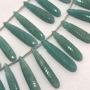 Shop Amazonite Bead Shapes! Amazonite Carved Pears 8 x18 to 8 x36 mm Gemstone Beads Strand Sale / Amazonite Beads / Semi Precious Beads / Carved Pears Wholesale | Natural genuine other-shape Amazonite beads for beading and jewelry making.  #jewelry #beads #beadedjewelry #diyjewelry #jewelrymaking #beadstore #beading #affiliate #ad