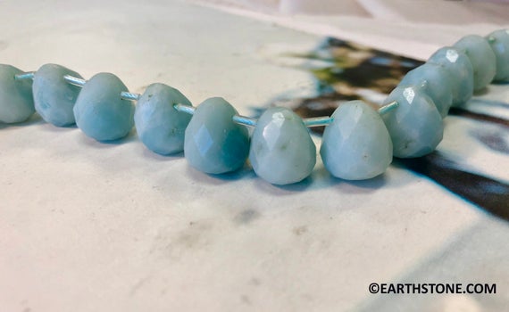M/ Amazonite 13x13mm Teardrop Briolette Loose Bead About 30 Pcs Per Strand Diy Matching Pairs For Handmade Jewelry Light Blue Real Amazonite