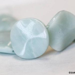 XL/ Amazonite 30mm Waved Coin beads 16" strand Size/Shade varies Natural gemstone beads for jewelry making | Natural genuine other-shape Gemstone beads for beading and jewelry making.  #jewelry #beads #beadedjewelry #diyjewelry #jewelrymaking #beadstore #beading #affiliate #ad