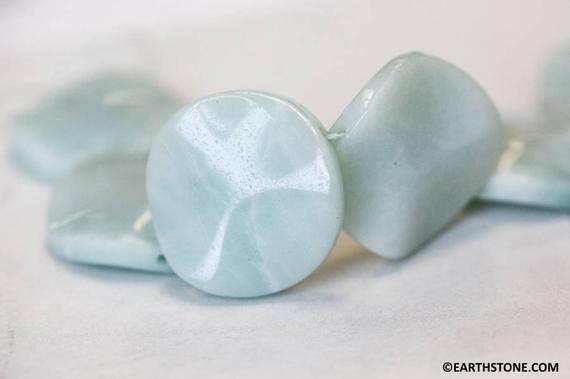 Xl/ Amazonite 30mm Waved Coin Beads 16" Strand Size/shade Varies Natural Gemstone Beads For Jewelry Making