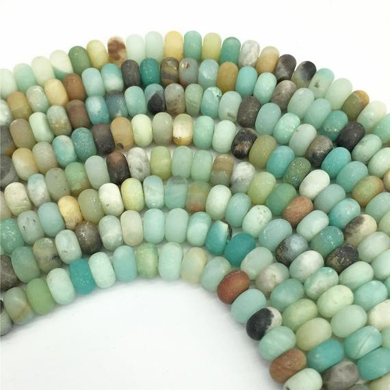 Matte Amazonite Rondelle Beads, Gemstone Beads, Wholesale Beads