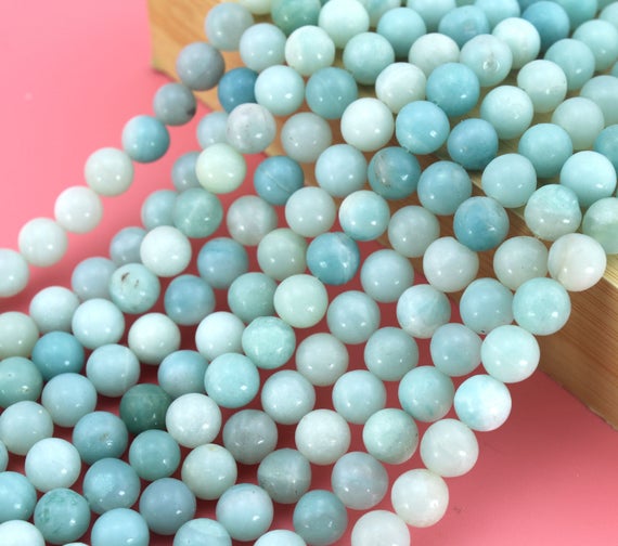 4mm, 6mm, 8mm, 10mm,smooth Round Amazonite Beads,amazonite Beads,natural Stone Beads,full Strand ,loose Beads For Diy Jewelry--15 Inches