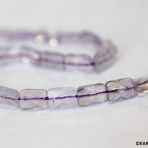Shop Amethyst Faceted Beads! M/ Cape Amethyst 7x10mm Cushion Cut beads 16" strand Routinely enhanced Clear pale purple quartz faceted flat rectangle for jewelry making | Natural genuine faceted Amethyst beads for beading and jewelry making.  #jewelry #beads #beadedjewelry #diyjewelry #jewelrymaking #beadstore #beading #affiliate #ad