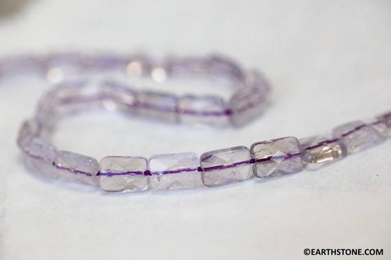 M/ Cape Amethyst 7x10mm Cushion Cut Beads 16" Strand Routinely Enhanced Clear Pale Purple Quartz Faceted Flat Rectangle For Jewelry Making