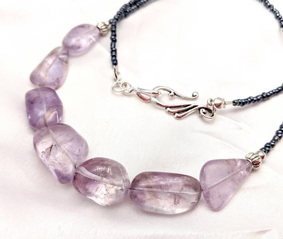 Amethyst Crystal Necklace. Purple Gemstone Jewelry. Long Layering Length. February Birthstone, Pantone Color Of The Year 2018