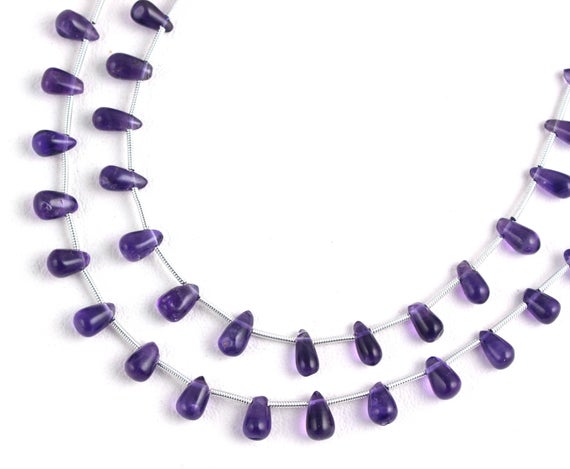 1 Strand Natural Purple Amethyst,drop Shape Amethyst,4x7-5x8mm Beads,smooth Amethyst,natural Amethyst,amethyst,gemstone Amethyst,wholesale