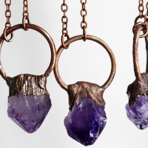 Amethyst Necklace – Crystal Pendant – Raw Purple Crystal Necklace – Festival Jewelry | Natural genuine Array jewelry. Buy crystal jewelry, handmade handcrafted artisan jewelry for women.  Unique handmade gift ideas. #jewelry #beadedjewelry #beadedjewelry #gift #shopping #handmadejewelry #fashion #style #product #jewelry #affiliate #ad