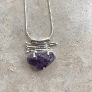 Shop Amethyst Pendants! Raw Amethyst Crystal Silver Pendant // Amethyst // Purple Stone Necklace // Jewelry Gift for Her | Natural genuine Amethyst pendants. Buy crystal jewelry, handmade handcrafted artisan jewelry for women.  Unique handmade gift ideas. #jewelry #beadedpendants #beadedjewelry #gift #shopping #handmadejewelry #fashion #style #product #pendants #affiliate #ad