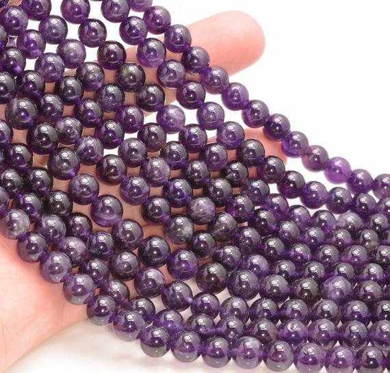 8mm Amethyst Gemstone Grade Aa Deep Purple Round 8mm Beads 7.5 Inch Half Strand Lot 1,2,6,12 And 50 (90191621-813)