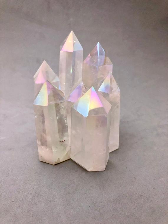 Angel Aura Quartz Point (2 1/4) Cleansing Auric Field Lightbody Crystal Joy Optimism Crystal Magic Metaphysical Crystal Witch Altar Stone