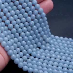 Genuine Angelite Gemstone Grade AAA High Quality Deep Blue Smooth 6mm 8mm 10mm Round Beads LOT 1,2,6,12 and 50 | Natural genuine round Angelite beads for beading and jewelry making.  #jewelry #beads #beadedjewelry #diyjewelry #jewelrymaking #beadstore #beading #affiliate #ad