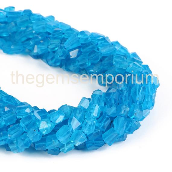 Neon Apatite Faceted Nuggets Shape Gemstone Beads, Neon Apatite Faceted Gemstone Beads, Neon Apatite Beads, Gemstone For Jewelry Making