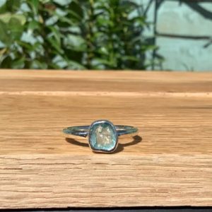 Shop Apatite Rings! Raw Gemstone Silver Ring, Womens Ring with Blue Apatite, Rough Natural Gemstone Jewellery | Natural genuine Apatite rings, simple unique handcrafted gemstone rings. #rings #jewelry #shopping #gift #handmade #fashion #style #affiliate #ad