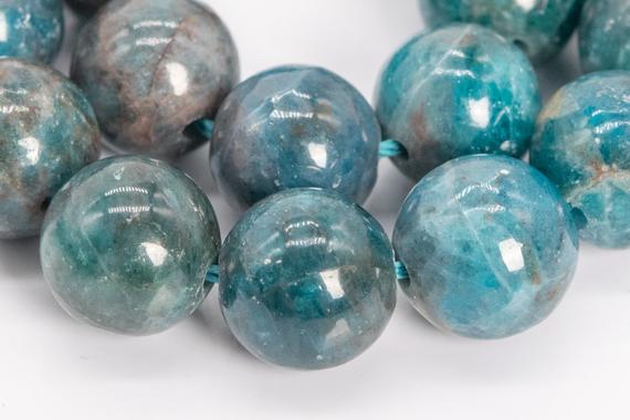 Genuine Natural Apatite Gemstone Beads 10mm Blue Green Round A Quality Loose Beads (112190)