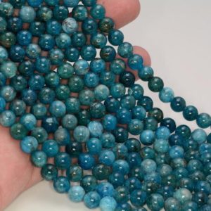 Shop Apatite Round Beads! 8MM Apatite Gemstone Grade AA Deep Blue Round 8MM Loose Beads 15.5 inch Full Strand BULK LOT 1,2,6,12 and 50 (90113571-123) | Natural genuine round Apatite beads for beading and jewelry making.  #jewelry #beads #beadedjewelry #diyjewelry #jewelrymaking #beadstore #beading #affiliate #ad