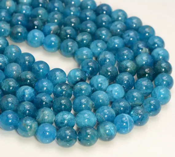 Genuine Natural Blue Apatite Gemstone Grade Aaa 4mm 6mm 7mm 8mm 10mm Round Loose Beads (117)