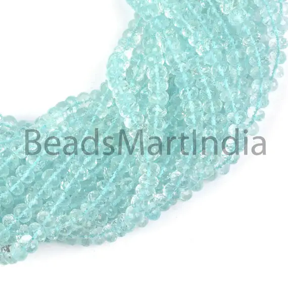 Natural Aquamarine Rondelle Shape Beads, Faceted Aquamarine Beads, 6-7mm Faceted Rondelle Aquamarine, Aquamarine Beads