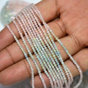 Shop Aquamarine Necklaces! Multi Color Aquamarine Faceted Rondelle Gemstone Beads, Multi Aquamarine Rondelle, Necklace Beads 2.30mm 12.5 Inch Long Strand | Natural genuine Aquamarine necklaces. Buy crystal jewelry, handmade handcrafted artisan jewelry for women.  Unique handmade gift ideas. #jewelry #beadednecklaces #beadedjewelry #gift #shopping #handmadejewelry #fashion #style #product #necklaces #affiliate #ad