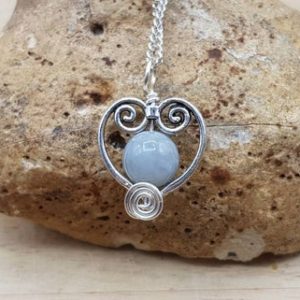 Shop Aquamarine Pendants! Aquamarine heart pendant. Reiki jewelry uk. March birthstone. Silver plated Wire wrap necklace. 10mm stone. 19th anniversary gemstone | Natural genuine Aquamarine pendants. Buy crystal jewelry, handmade handcrafted artisan jewelry for women.  Unique handmade gift ideas. #jewelry #beadedpendants #beadedjewelry #gift #shopping #handmadejewelry #fashion #style #product #pendants #affiliate #ad