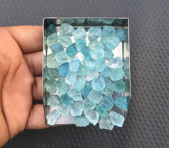 25 Pieces Genuine Aquamarine 10-12 Mm Raw,natural Blue Aquamarine Gemstone Raw,aquamarine Rough Gemstone, Loose Gemstone Aquamarine Crystal