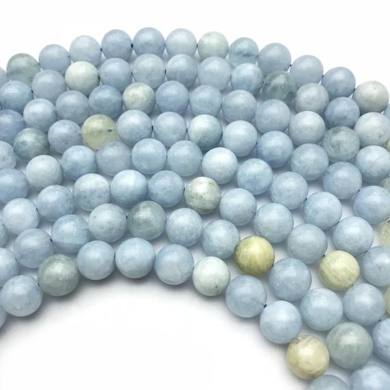 10mm Aquamarine Beads, Round Gemstone Beads, Wholesale Beads